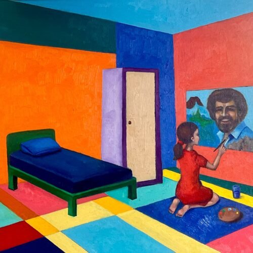 40.6 x 50.8cm “beat the devil” oil on canvas board unframed