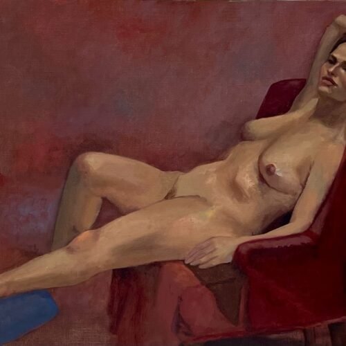 56 x 86cm “paused” oil on linen